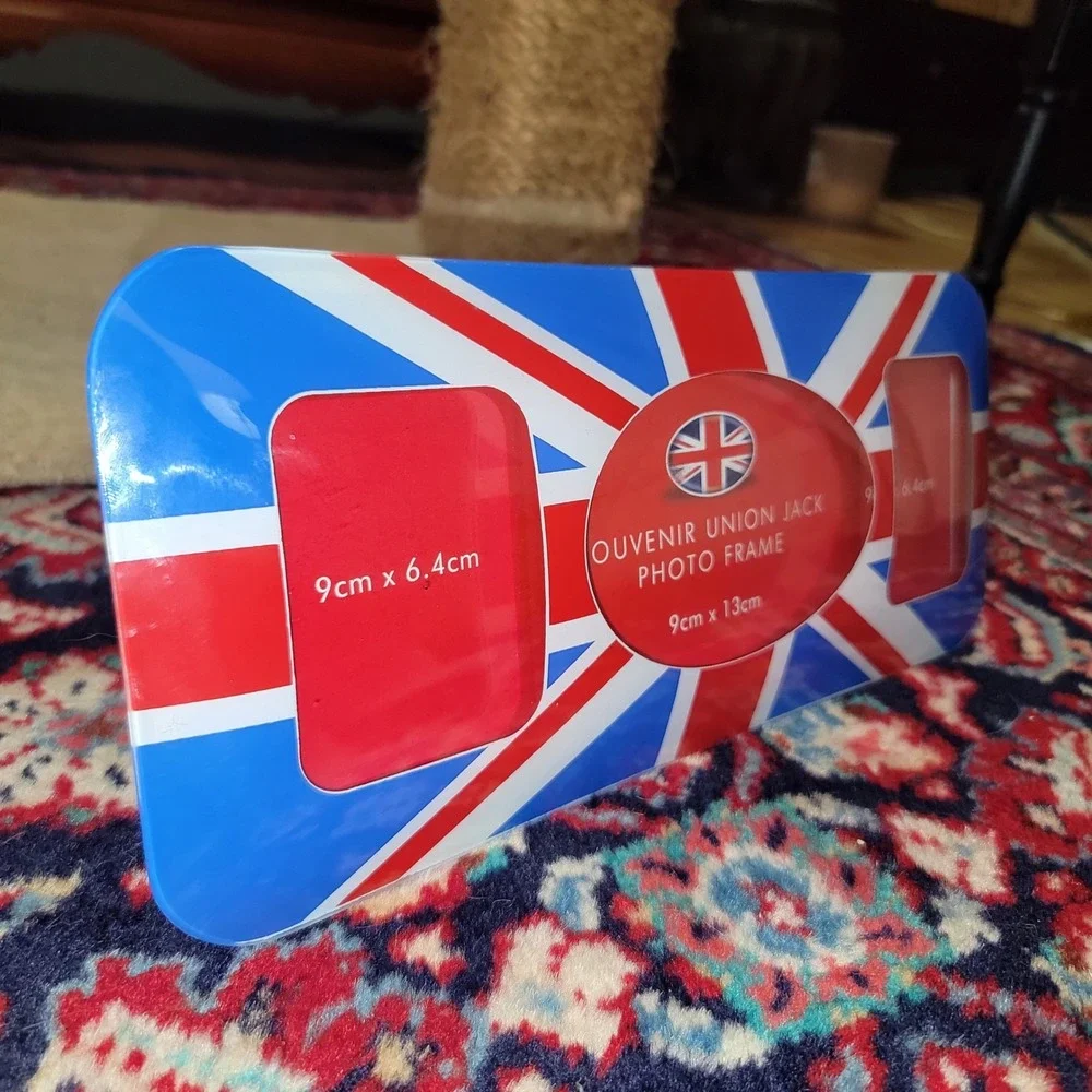 Souvenir Union Jack Double Photo Frame Red White Blue UK Flag